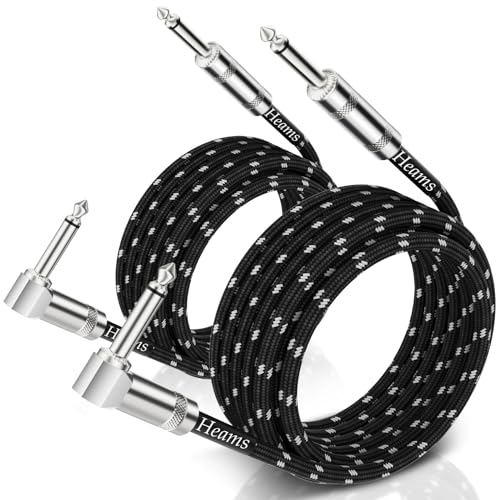 Heams 2 Pack Premium 10 FT Guitar Cable, 1/4 Inch Instrument Cable- Noise Free and Long-Lasting Guitar Chord- AMP Cord for Bass, Electric Guitar, Electric Mandolin, Right Angle - Image 1