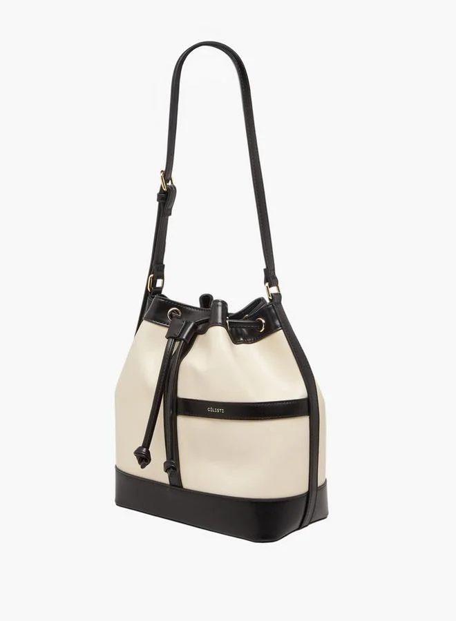Celeste Colourblock Bucket Bag with Drawstring Closure
