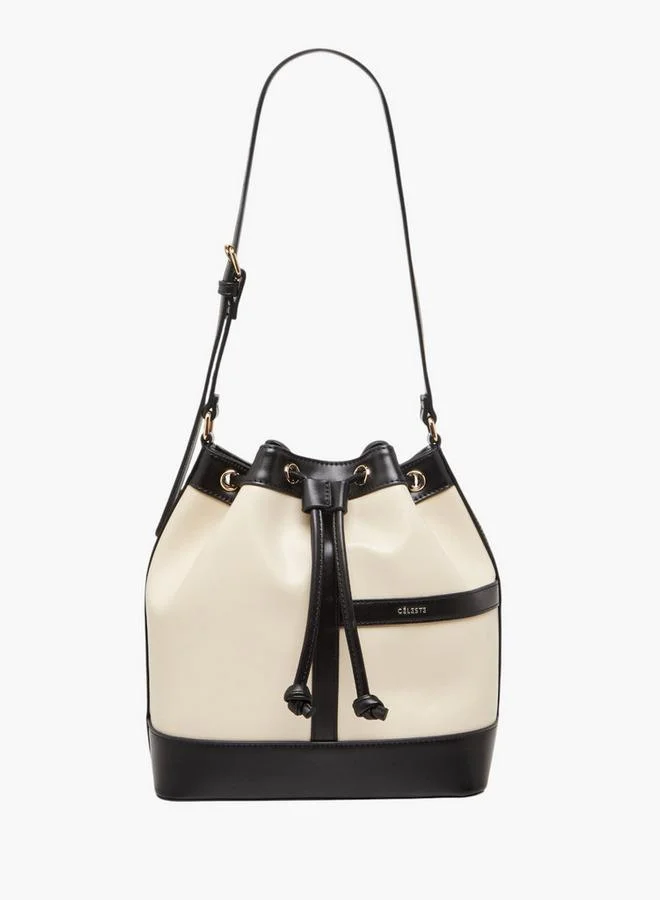 Celeste Colourblock Bucket Bag with Drawstring Closure