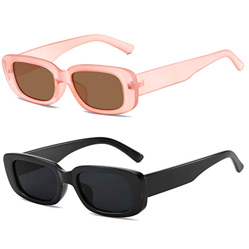 KUGUAOK Retro Rectangle Sunglasses Women and Men Vintage Small Square Sun Glasses UV Protection Glasse - Image 1