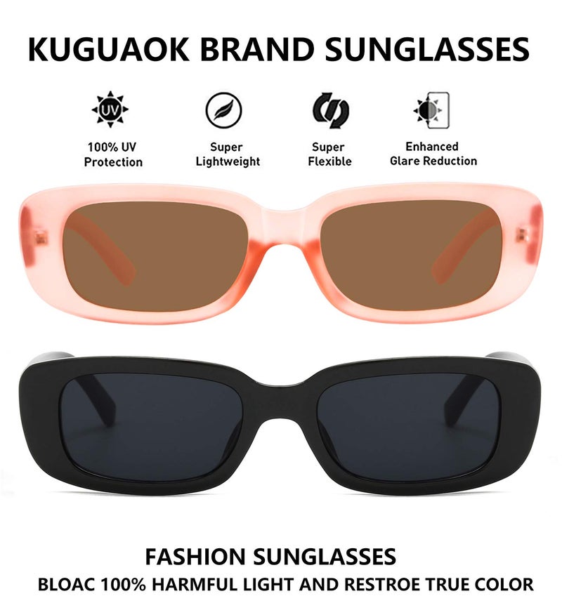 KUGUAOK Retro Rectangle Sunglasses Women and Men Vintage Small Square Sun Glasses UV Protection Glasse - Image 3