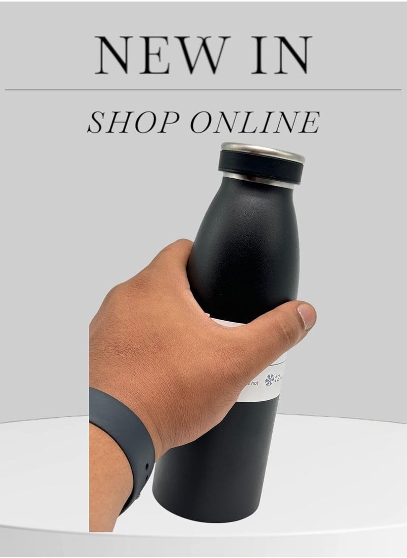 كيوشوب زجاجة مياه ترمس بريميوم من كيوشوب®️ سعة (500ml)، زجاجة شرب عالية الجودة، تحافظ على المشروبات ساخنة وباردة، مثالية للاطفال، معزولة بتفريغ الهواء، امنة للاستخدام في غسالة الصحون  - Image 3