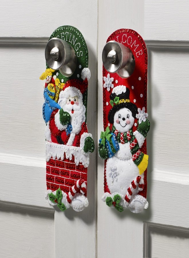 Bucilla Felt Applique 2 Piece Door Hanger Kit, Holiday, Perfect for DIY Arts and Crafts, 89471E - Image 2