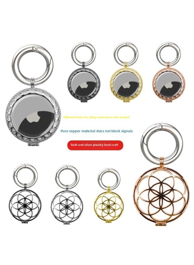 Generic - Suitable For Apple Airtag Anti-lost Location Tracker Metal Protective Case Jewelry Electroplated Keychain Protective Case-Color:K Gold-Applicable Model:airtag/airtags - Image 1