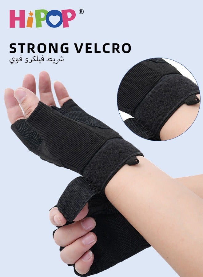 هيبوب قفازات الجيم، قفازات رياضية للحماية الكاملة، قفازات بدون أصابع مع دعم لرباط المعصم للرجال والنساء، قفازات تمرين لرفع الأثقال، التدريب، ركوب الدراجات، وصالات الألعاب الرياضية. - Image 4