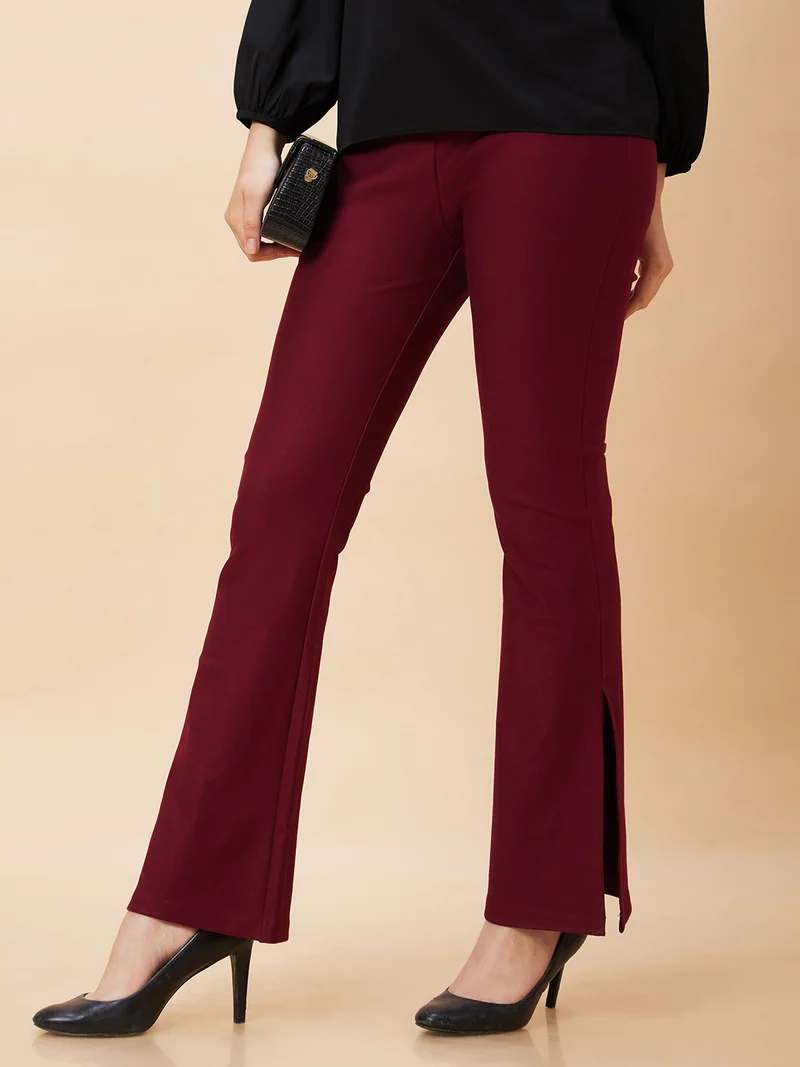 جلو باص Women High-Rise Slip-On Side Slit Bootcut Treggings
