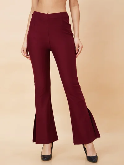 جلو باص Women High-Rise Slip-On Side Slit Bootcut Treggings