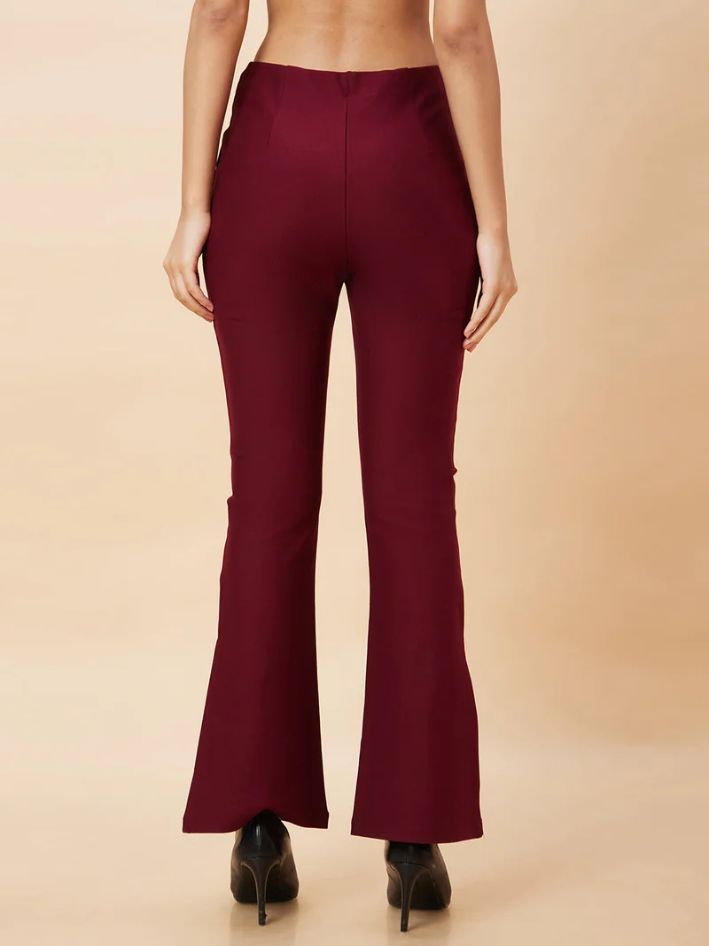 جلو باص Women High-Rise Slip-On Side Slit Bootcut Treggings