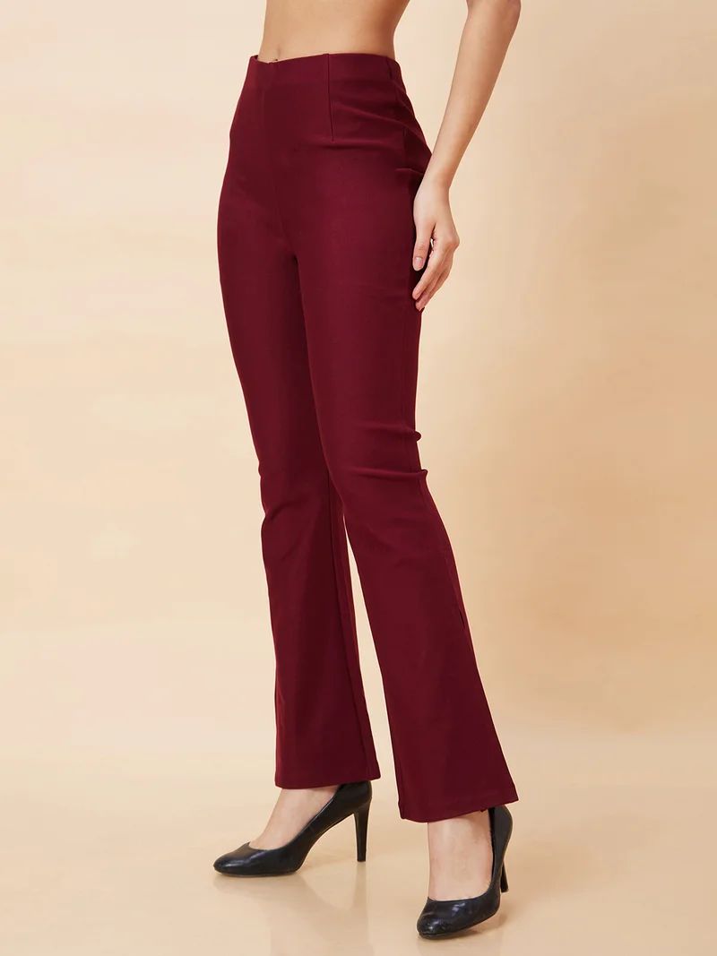 جلو باص Women High-Rise Slip-On Side Slit Bootcut Treggings