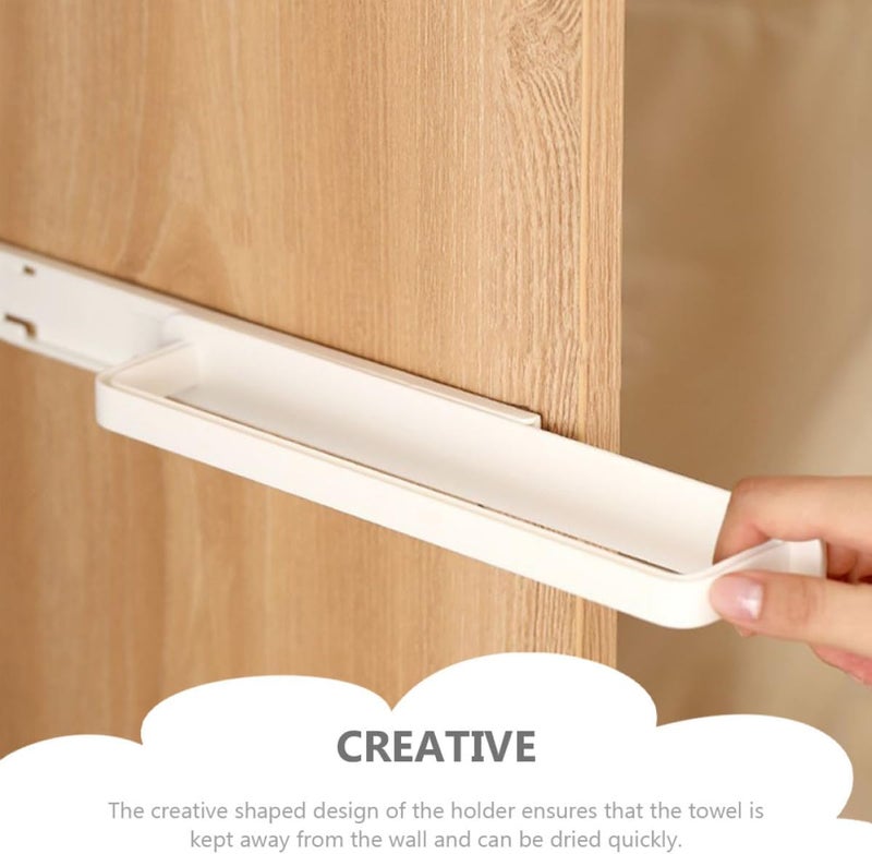 ULTECHNOVO 2pcs Wall-Mounted Self-Adhesive Towel Rack with Sliding Bars, White Utility Organizer for Bathroom and Kitchen, No-Drill Hand Towel Holder Storage Solution - Image 5