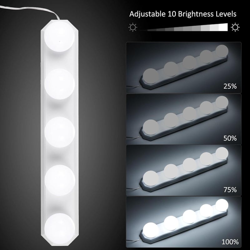 أضواء زينة LED للمرايا من ZJchao، 5 مصابيح، 3 درجات حرارة لونية، سطوع قابل للتعديل، كابل USB، عصا إضاءة لطاولة التزيين، بدون حاجة للتوصيل الكهربائي - Image 5