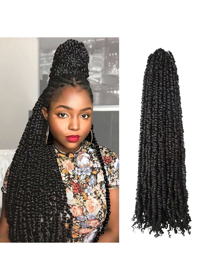 BOHOBABE The BOHOBABE 36 Inch Pre-twisted Passion Twist Hair 8 Packs Super Long Pre-looped Crochet Passion Twist Braiding Hair Soft Bohemian Twists (1B) - Image 1