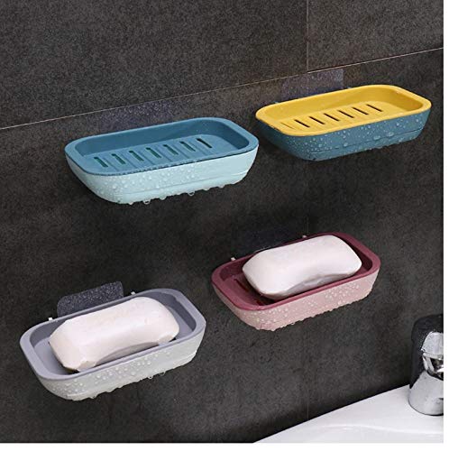 HOME CUBE 2 Pcs Adhesive Wall Mounted Soap Dish Case Holder for Bathroom Kitchen Sink - Random Color (R3CV) - Image 3