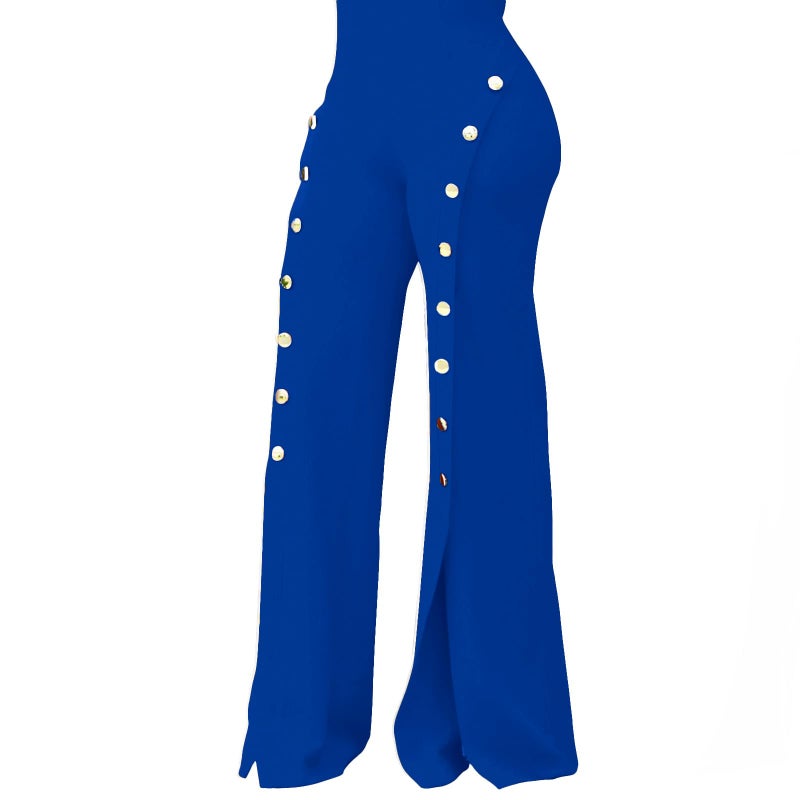 PINSV Women's Stretchy Bootcut Pull On Dress Pants Business Casual Work Pants Blue L - Image 1