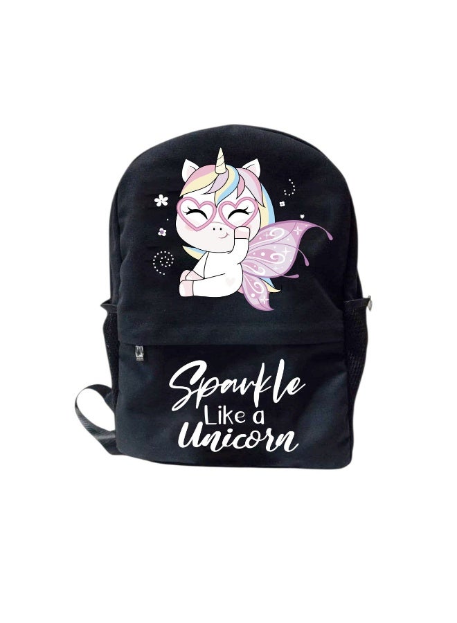 We Print, Your Gift School backpack for girls, Unicorn design, 30*45 cm, Black - Image 2