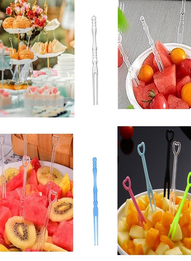 Ebonee Multicolor Disposable Plastic Cocktail Picks Fruit Forks, 4" Mini Dessert Cake Forks Sticks, Tasting Appetizer Plates Picks Food Forks for Home Bar Party Supplies (300 Pack) - Image 4