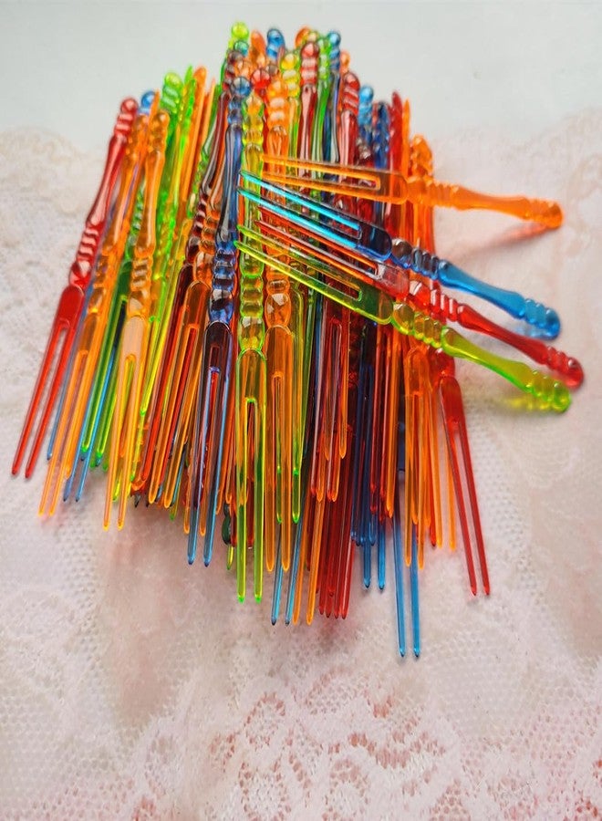 Ebonee Multicolor Disposable Plastic Cocktail Picks Fruit Forks, 4" Mini Dessert Cake Forks Sticks, Tasting Appetizer Plates Picks Food Forks for Home Bar Party Supplies (300 Pack) - Image 3