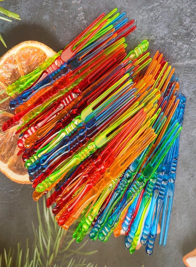 Ebonee Multicolor Disposable Plastic Cocktail Picks Fruit Forks, 4" Mini Dessert Cake Forks Sticks, Tasting Appetizer Plates Picks Food Forks for Home Bar Party Supplies (300 Pack) - Image 5