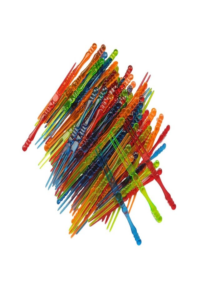 Ebonee Multicolor Disposable Plastic Cocktail Picks Fruit Forks, 4" Mini Dessert Cake Forks Sticks, Tasting Appetizer Plates Picks Food Forks for Home Bar Party Supplies (300 Pack) - Image 1