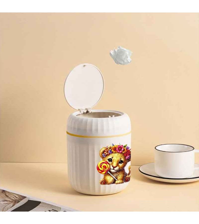 White Mini Lollipop Trash Can Desktop Animal Shape for Office Room Vehicle Christmas - Image 5
