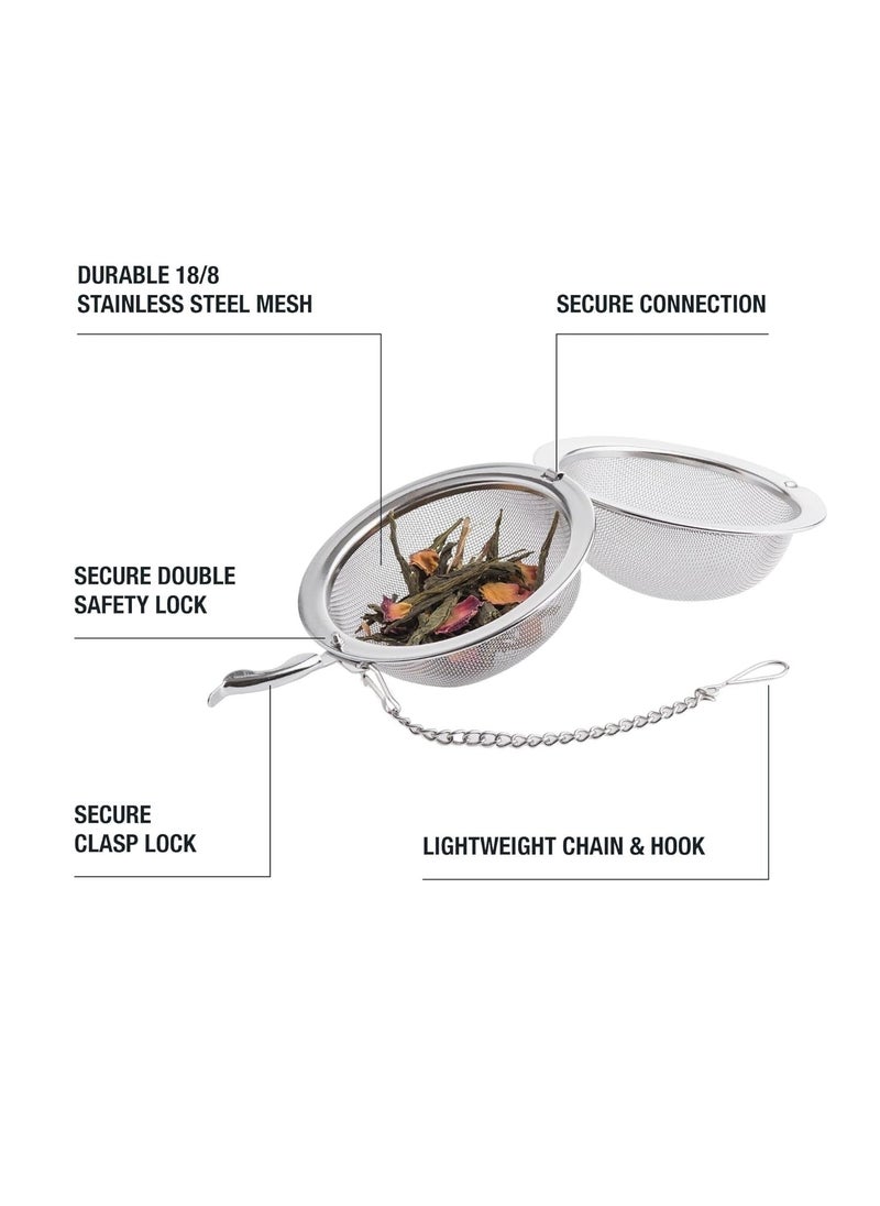 BENCI - BENCI Stainless Steel Tea Ball Strainer for Loose Leaf Tea Reusable Infuser with Extra Fine Mesh Chain Brews Hot Tea Coffee Tea Egg Steeper for One Cup Holds 1 TBSP Set of 2Small - Image 1