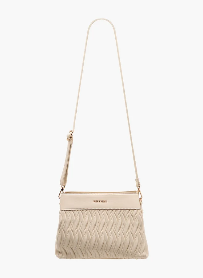 Flora Bella By Shoexpress Textured Crossbody Bag with Detachable Shoulder Strap