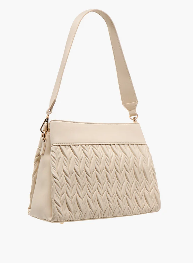 Flora Bella By Shoexpress Textured Crossbody Bag with Detachable Shoulder Strap