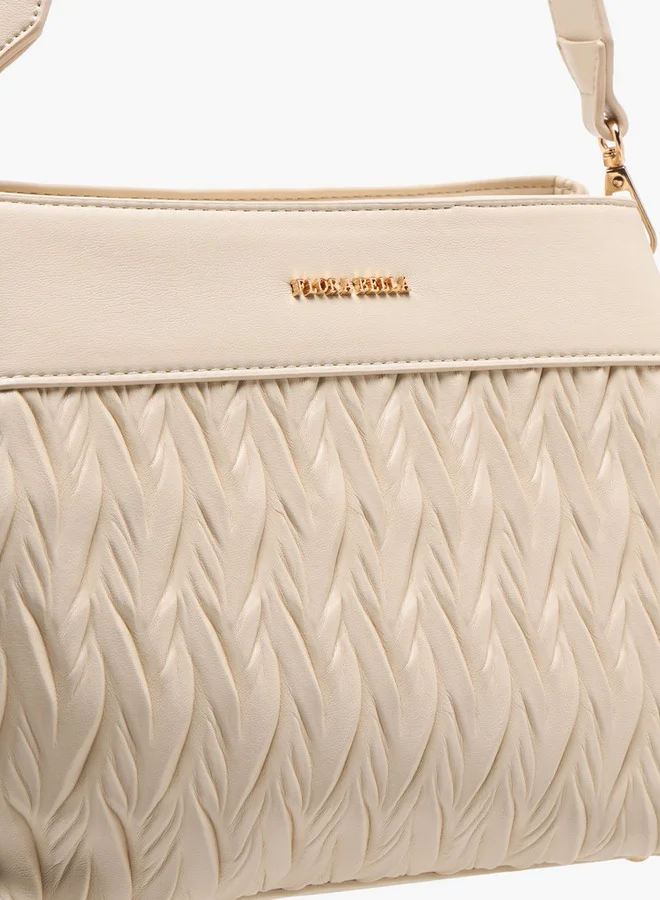 Flora Bella By Shoexpress Textured Crossbody Bag with Detachable Shoulder Strap