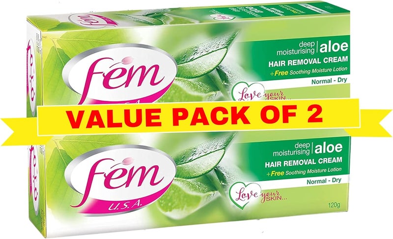 fem كريم إزالة الشعر من فيم USA مع الألوة فيرا - عبوة قيمة من 2 - Image 1