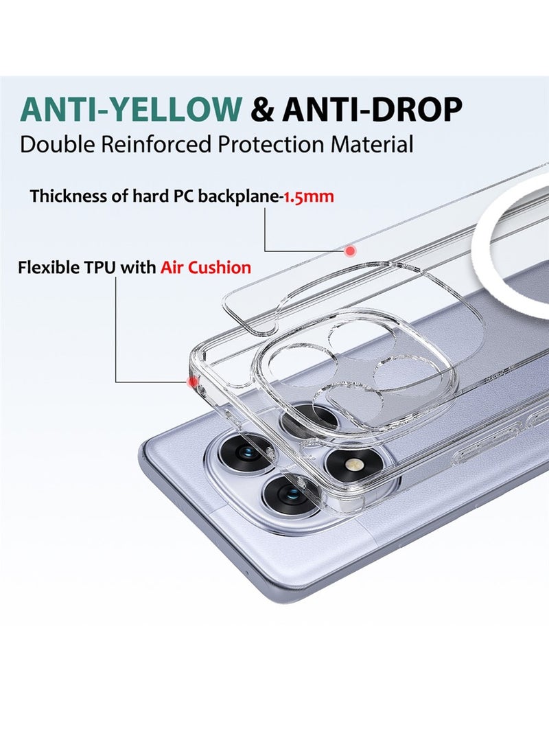 Techie Xiaomi Redmi Note 14 Pro Case with MagSafe – Slim, Anti-Yellowing Transparent Back Cover with Camera Lens Protection, Magnetic Holder Wireless Charging Compatible - Clear - Image 3