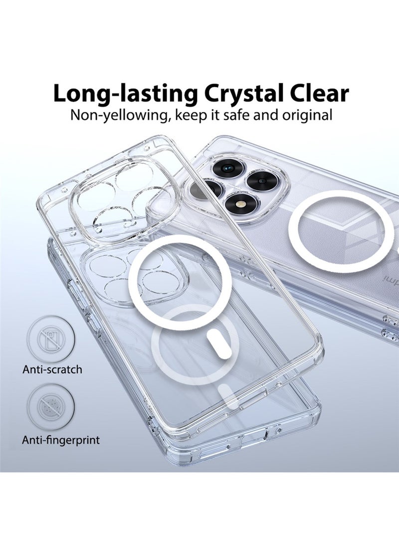 Techie Xiaomi Redmi Note 14 Pro Case with MagSafe – Slim, Anti-Yellowing Transparent Back Cover with Camera Lens Protection, Magnetic Holder Wireless Charging Compatible - Clear - Image 2
