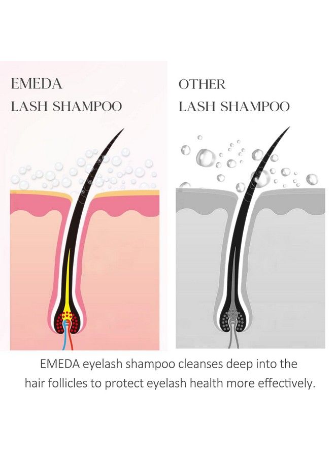 EMEDA Lash Shampoo For Lash Extensions60Ml Eyelash Extension Cleanser Oil Free Foam Soap Lash Bath For Eyelash Extensions Wash Oil Dustcarelash Extension Shampoo Kit With Brushhome Salon Use - Image 4