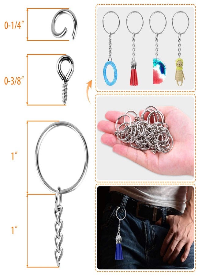 Flasoo Keychain Rings for Crafts, Flasoo 360Pcs Keychains for Resin Include Key Rings with Chain, Jump Rings, Screw Eye Pins for DIY Keychain Making - Image 3