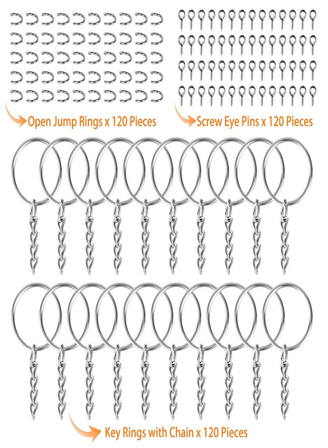 Flasoo Keychain Rings for Crafts, Flasoo 360Pcs Keychains for Resin Include Key Rings with Chain, Jump Rings, Screw Eye Pins for DIY Keychain Making - Image 2
