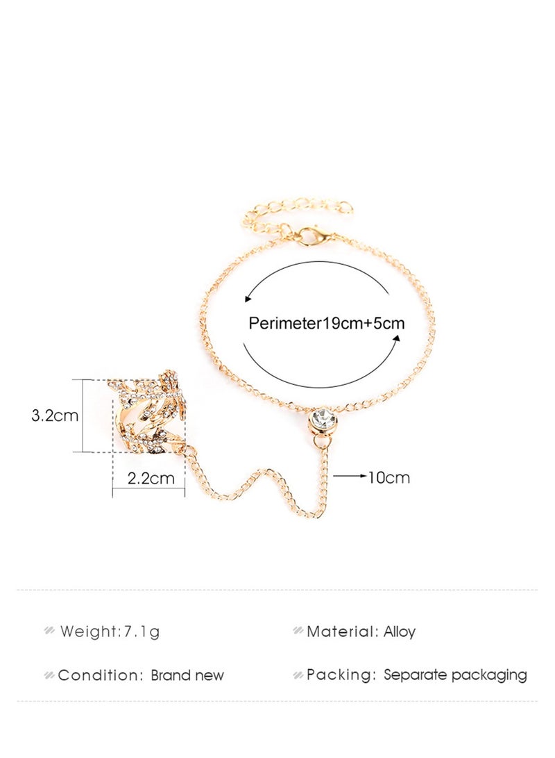 SYOSI Finger Ring Bracelet, Ring Bracelet Hand Chain for Women, Silver Wedding Link Chain, Bracelet with Ring, Ring Bracelet Accessories Party Everyday Jewelry for Women Girls 6 Pieces - Image 4