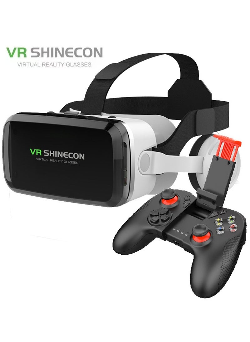 general Classic VR Goggles VR SHINECON 3D Virtual Reality Glasses+Controller Bluetooth Headset Version VR Glasses for TV, Movies & Video Games Compatible with iOS & Android Smartphone Within 5.5-7.2 inch Screen Phone Eye Protected Soft & Comfortable Adjustable Distance, IMAX Giant Screen/Optical Lenses/Panoramic Roaming/ Immersive Games - Image 1