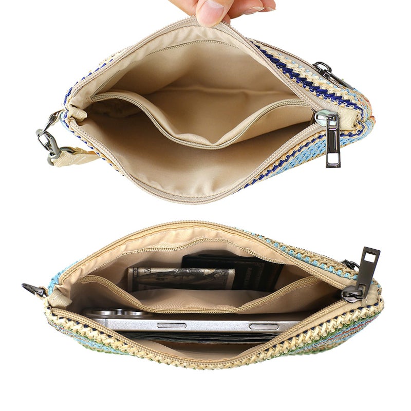 BBORGDC Stylish Woven Straw Wristlet Purse for Women - Summer Beach Clutch Bag with Cell Phone Pocket, Zipper Pouch, and Coin Purse - Ideal Travel Handbag Gift - Image 2