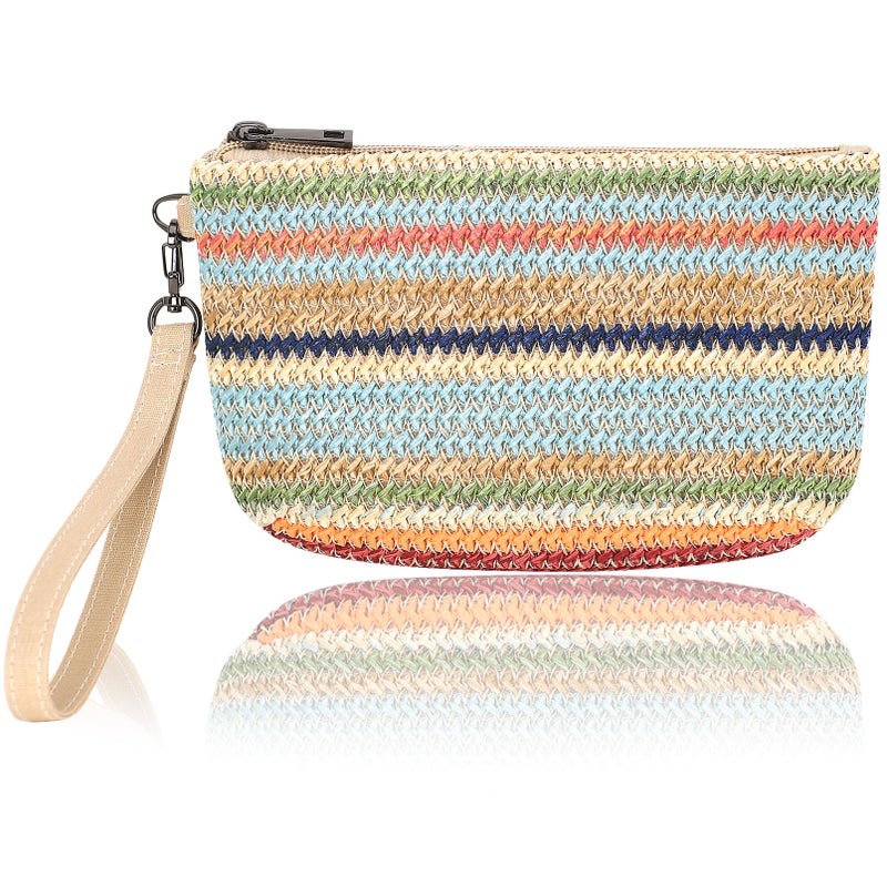 BBORGDC Stylish Woven Straw Wristlet Purse for Women - Summer Beach Clutch Bag with Cell Phone Pocket, Zipper Pouch, and Coin Purse - Ideal Travel Handbag Gift - Image 1