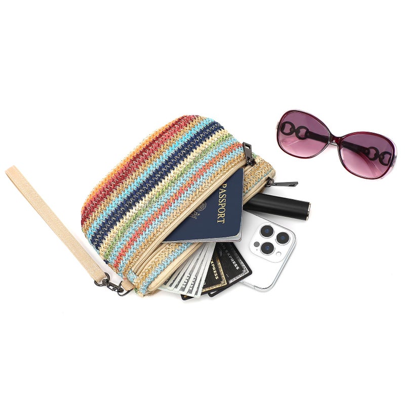 BBORGDC Stylish Woven Straw Wristlet Purse for Women - Summer Beach Clutch Bag with Cell Phone Pocket, Zipper Pouch, and Coin Purse - Ideal Travel Handbag Gift - Image 5