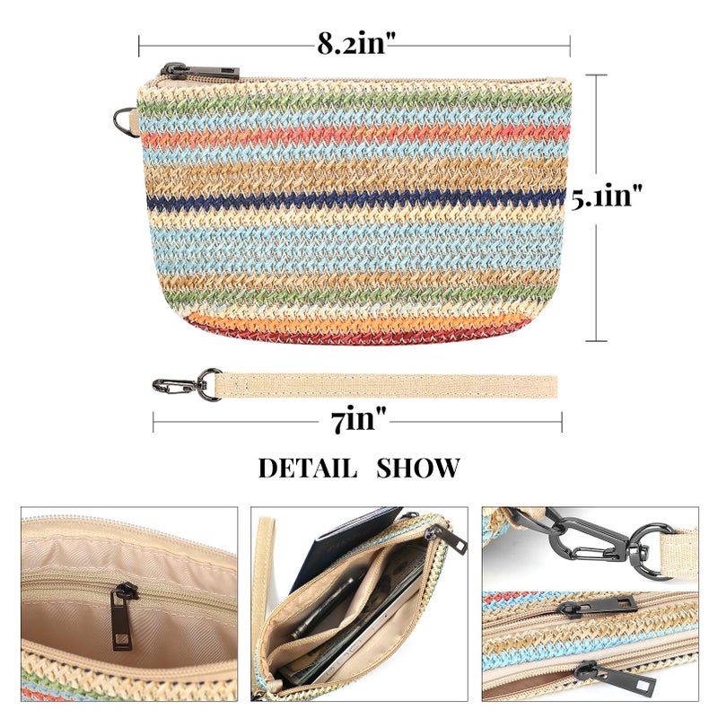 BBORGDC Stylish Woven Straw Wristlet Purse for Women - Summer Beach Clutch Bag with Cell Phone Pocket, Zipper Pouch, and Coin Purse - Ideal Travel Handbag Gift - Image 4