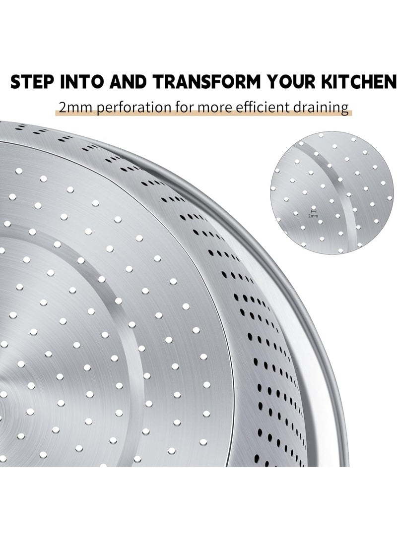 Moment Colander 304 Stainless Steel 3-quart with Mixing Bowls, Strainer for Kitchen Food For washing vegetables, fruit, rice, Dishwasher Safe. (2PC) - Image 2