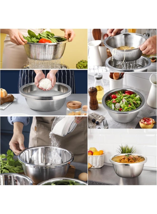 Moment Colander 304 Stainless Steel 3-quart with Mixing Bowls, Strainer for Kitchen Food For washing vegetables, fruit, rice, Dishwasher Safe. (2PC) - Image 5