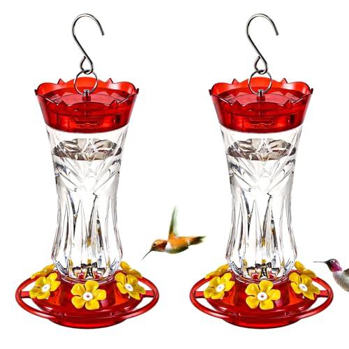 Jealoeur 2 Pack Hummingbird Feeder for Outdoors Hanging 18 OZ Humming Birds Feeders with 6 Bee Guard Feeding Ports Builtin Ant Moat Easy to Clean Durable Outdoor Garden DecorClear AA - Image 1
