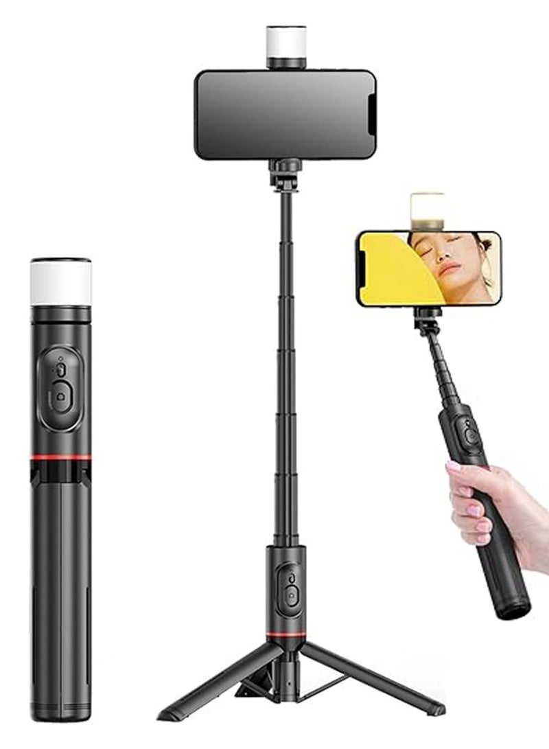X-level Selfie Stick Tripod - Extendable Phone Tripod with Wireless Remote All-in-one Design for Smartphones Compatible with iPhone 16 15 14 pro max,Samsung, Android,iOS (Black+Light) - Image 2