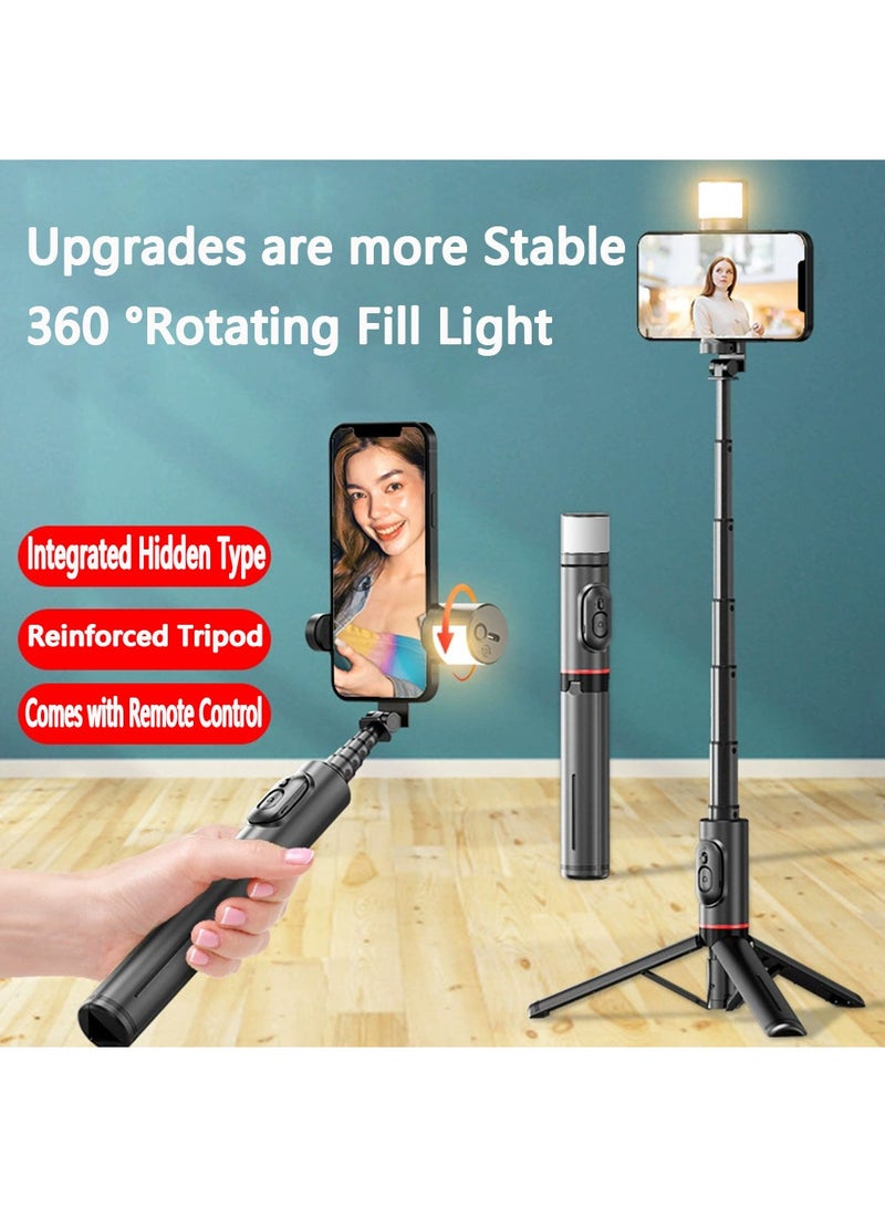 X-level Selfie Stick Tripod - Extendable Phone Tripod with Wireless Remote All-in-one Design for Smartphones Compatible with iPhone 16 15 14 pro max,Samsung, Android,iOS (Black+Light) - Image 1