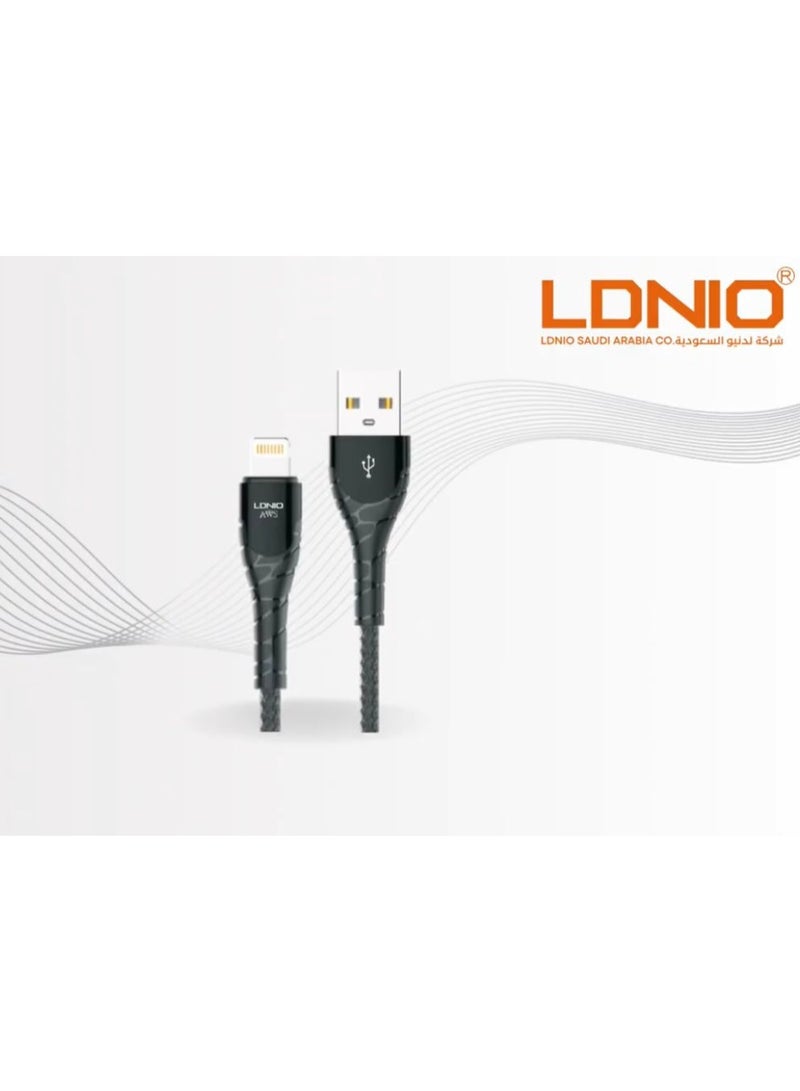 لدنيو شاحن آيفون 30 وات، كابل USB إلى Lightning بطول 2 متر، سلك شحن سريع متوافق مع iPhone 14/13/12/11 Pro Max/XS MAX/XR/XS/X/8/7/Plus/6S/6/SE/5S/iPad - Image 2