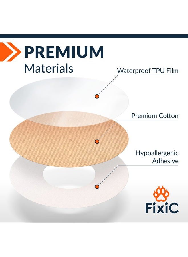 Fixic Freestyle Adhesive Patch 25 PCS – Good for Libre 1, 2, 3 & Plus – Enlite – Guardian – NO Glue in The Center of The Patch – Pre-Cut Back Paper – Long Fixation for Your Sensor! (2-Layers Tan) - Image 2