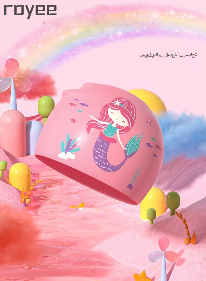 Royee Silicone Swimming Cap for Kids Bathing Cap for Kids Children Boys Girls - Children Swim Cap for Boys and Girls Aged 3-8 - Image 1