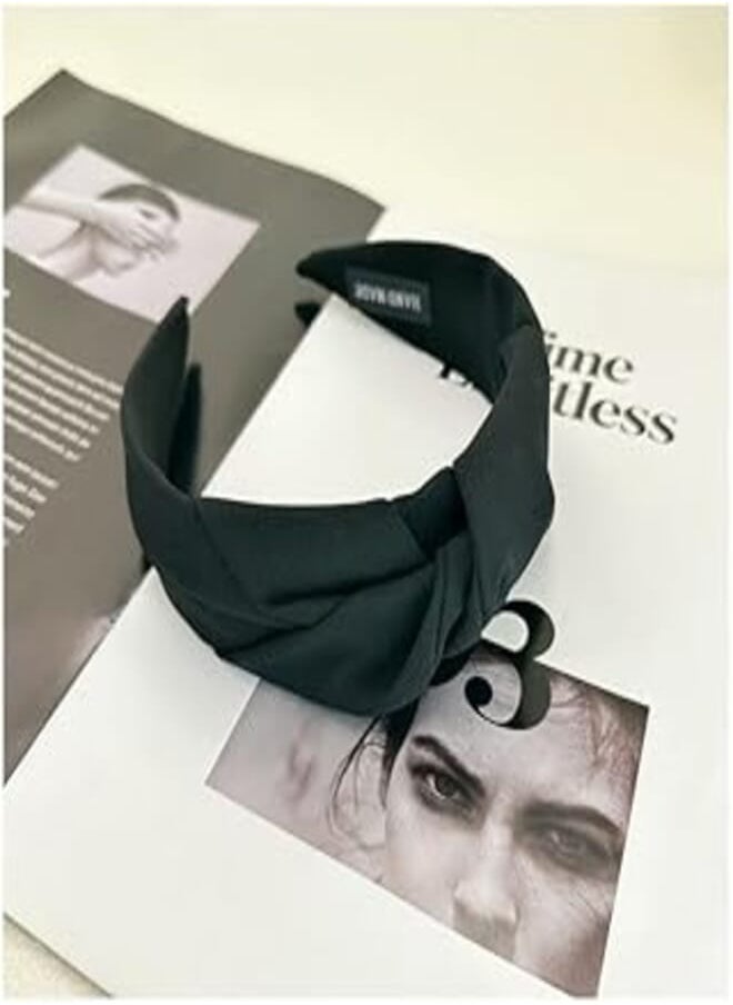 FASHION MANIA Headbands for Women Non Slip Women Headbands for Hair Fashion Hairband for Women‘s Hair Wide Top Knot Hair Hoops for Girls Black Beige Brown Head Band Hair Accessories for Women (Black) 
