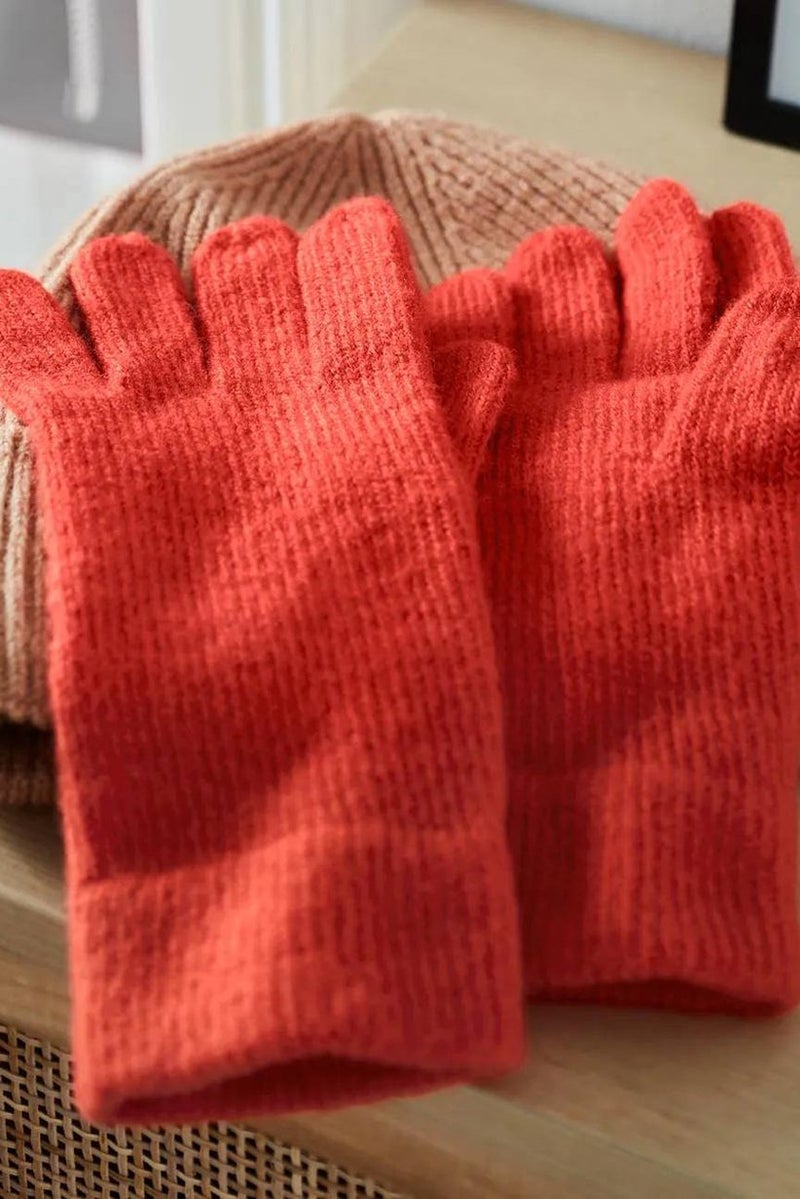 Tchibo Unisex Knit Gloves, Red  - Image 1
